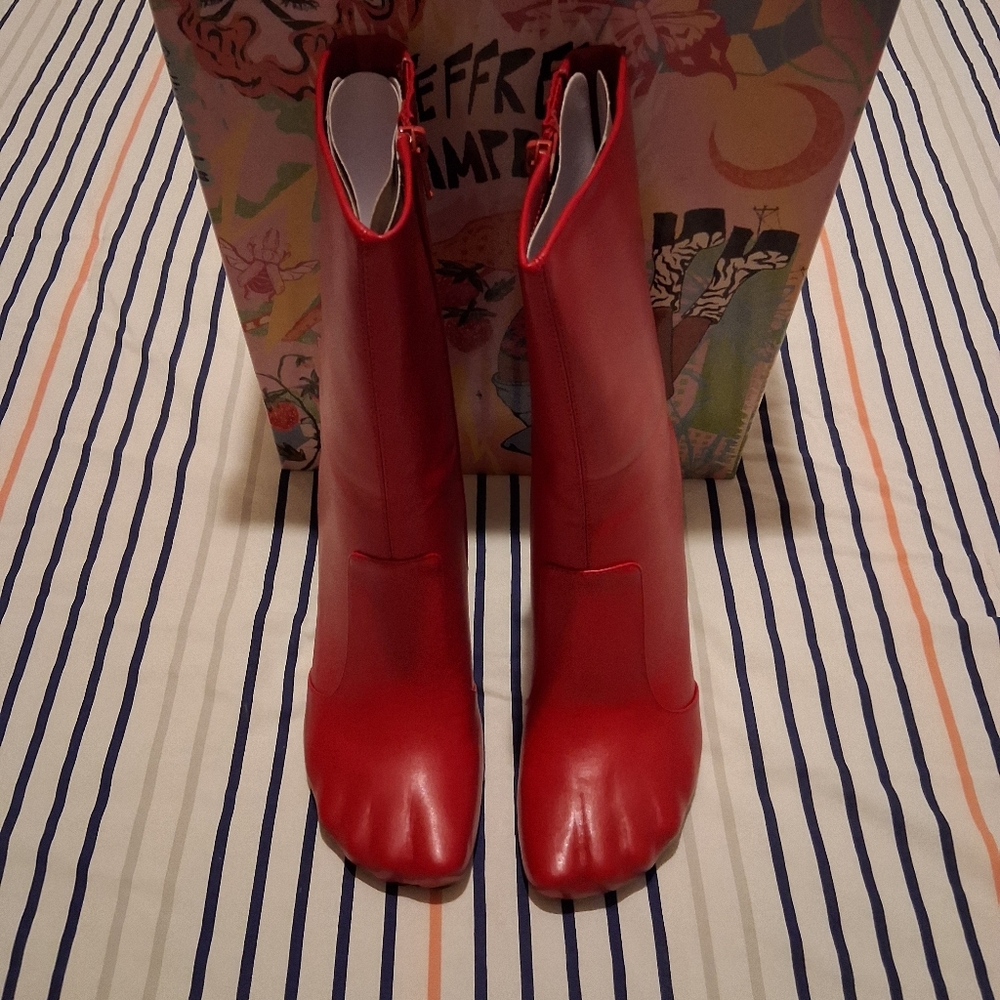 Jeffrey Campbell Red Heeled Boots Bold Statement - Picture 4 of 15